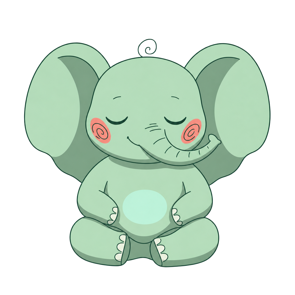 Condri elephant mascot meditating